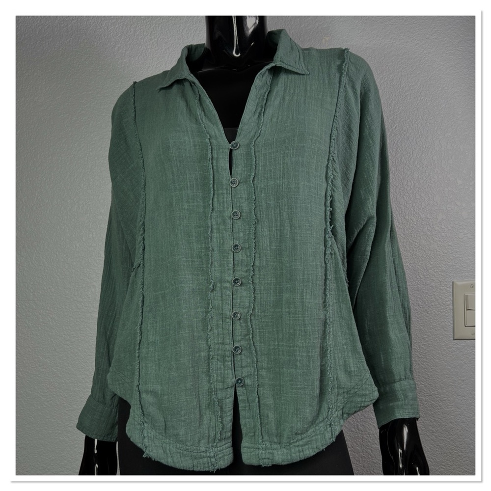 We The Free Gauzy High Low Oversized Top Sz XS 100% Cotton
